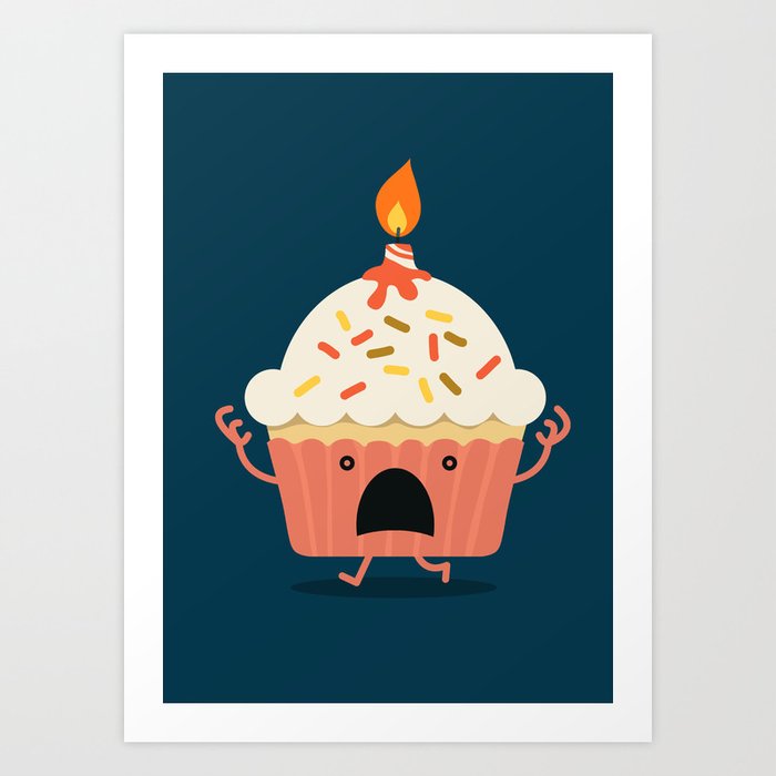 Cupcake on fire Art Print