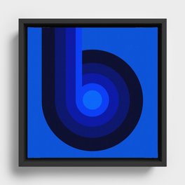 Retro 70s Curved Stripes (Blue Gradient) Framed Canvas