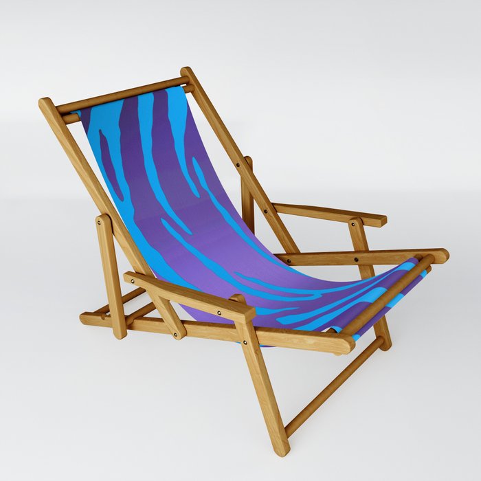 Metallic Tiger Stripes Purple Blue Sling Chair