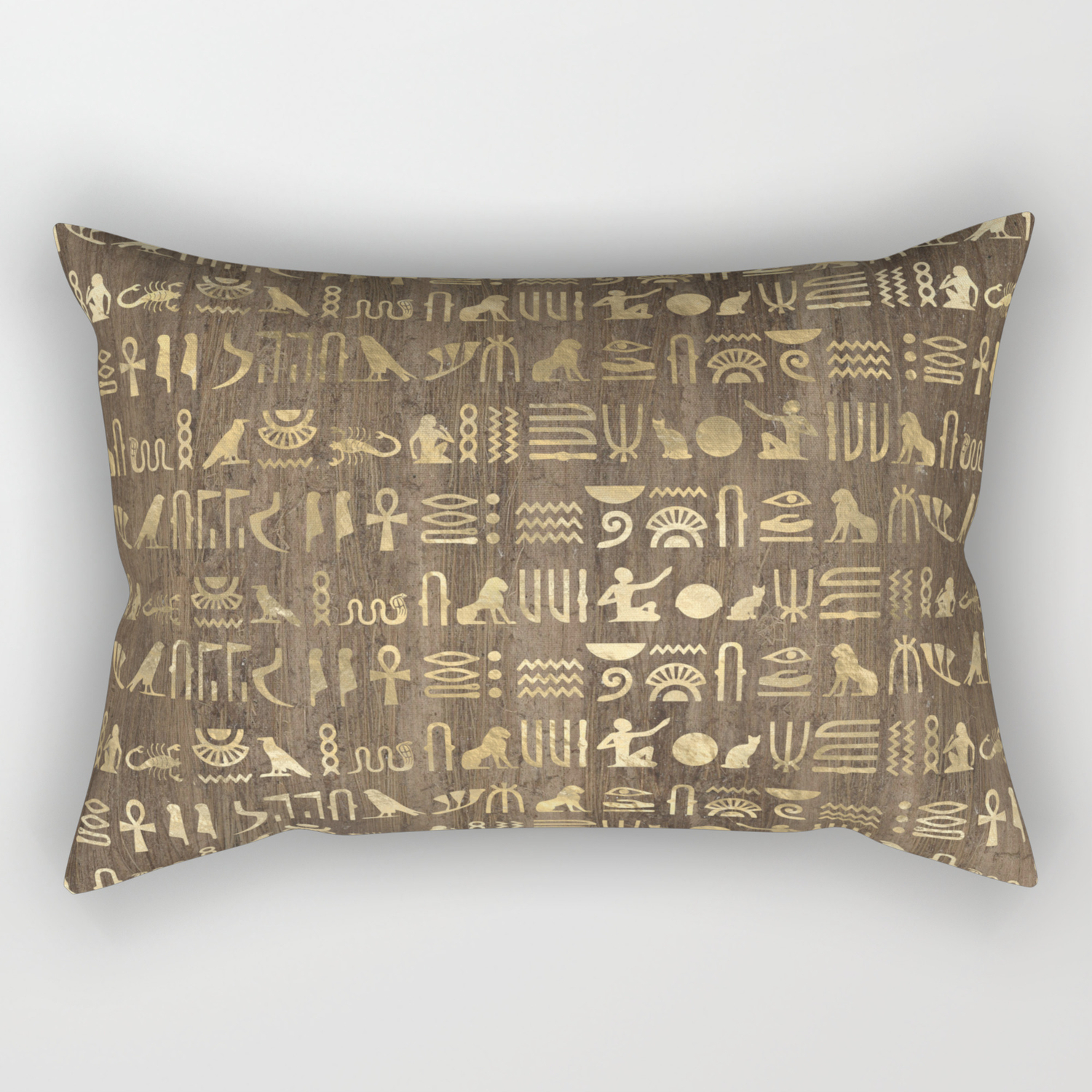 Brown Gold Ancient Egyptian Hieroglyphic Script Rectangular