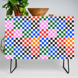 Colorful Checkered Pattern Credenza