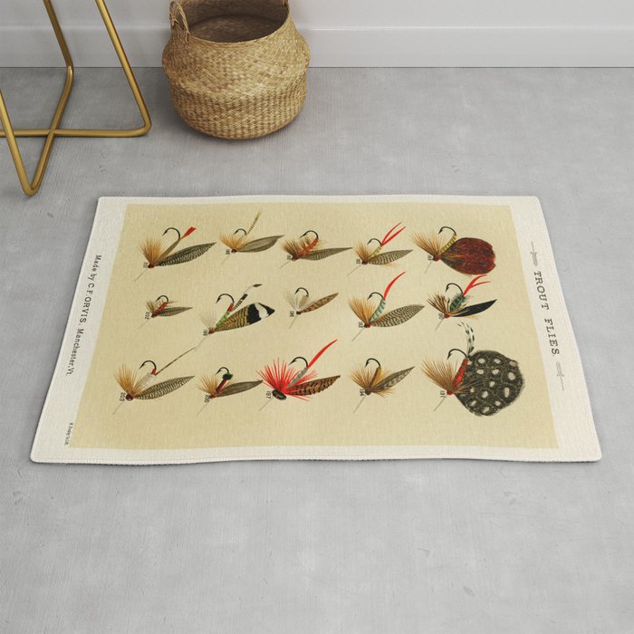 Illustrated Trout Fishing Flies Chart from Favorite Flies and Their Histories  Rug