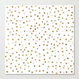 Girly Gold Dots Confetti White Design Canvas Print