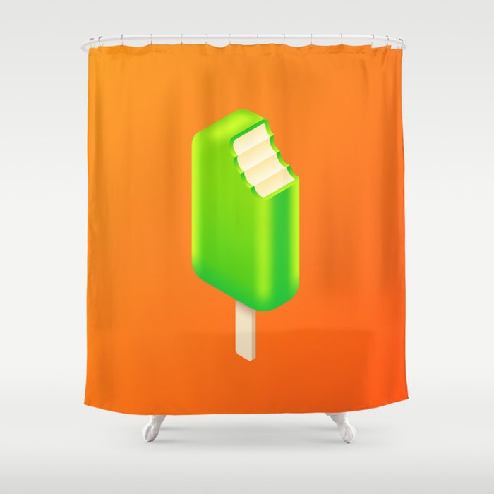 Ice Cream Stick Isometric Lime Tang Shower Curtain By