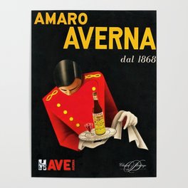 Amaro Sicilian Aperitif Averna Red Wine Italia Vintage Advertising Poster Poster