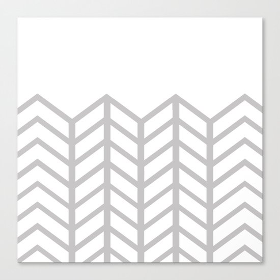 GRAY & WHITE LACE CHEVRON Canvas Print