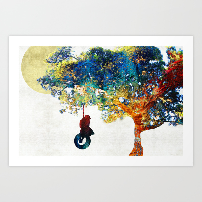 Colorful Landscape Art The Dreaming Tree By Sharon Cummings Art Print By Sharoncummings Society6