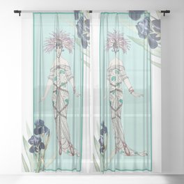 Woman Fine Art - Fashion Style - Iris Flower Sheer Curtain