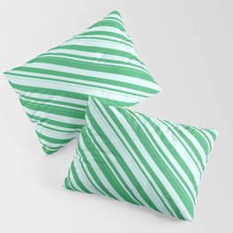 [ Thumbnail: Sea Green and Light Cyan Colored Pattern of Stripes Pillow Sham ]