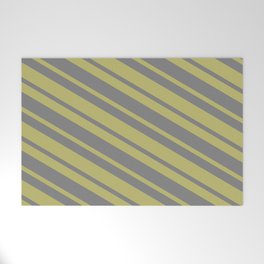 [ Thumbnail: Dark Khaki & Gray Colored Lined/Striped Pattern Welcome Mat ]