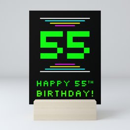 [ Thumbnail: 55th Birthday - Nerdy Geeky Pixelated 8-Bit Computing Graphics Inspired Look Mini Art Print ]