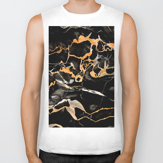 Black & gold marble Biker Tank