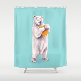 Smart Polar Bear Book Lover Shower Curtain