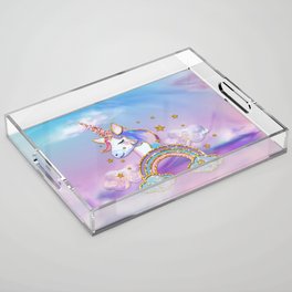 Rainbow Unicorn and Rainbow Acrylic Tray