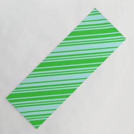 [ Thumbnail: Turquoise & Lime Green Colored Pattern of Stripes Yoga Mat ]