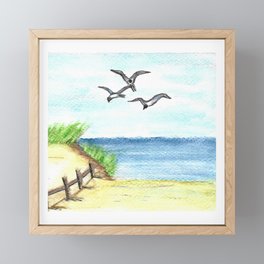 Gulls at the beach Framed Mini Art Print