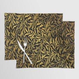 William Morris Black And Gold Leaves Pattern Vintage Botanical William Morris Willow Wallpaper Placemat