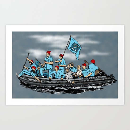 Team Zissou Crossing the Delaware Art Print