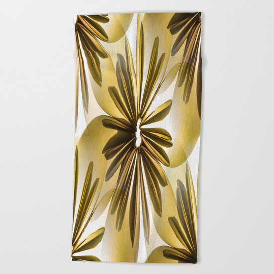 Retro Shiny Flowers Beach Towel