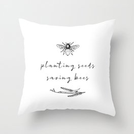 Bee and flower Throw Pillow