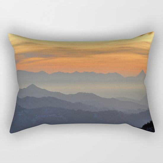 Mountains. Foggy sunset Rectangular Pillow