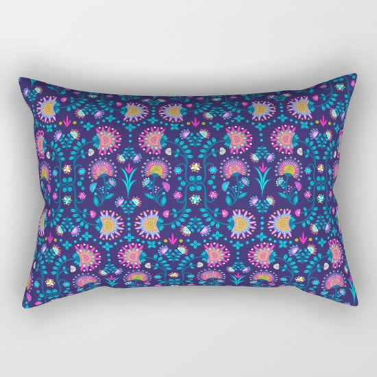 Folkloric In Blue Rectangular Pillow