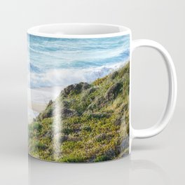 Blissful beach at the beautiful azure ocean of sunny Portugal | Colorful photo blue and green.  Coffee Mug