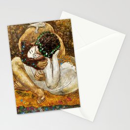 The kiss, part II, Gustav Klimt lovers portrait Stationery Card