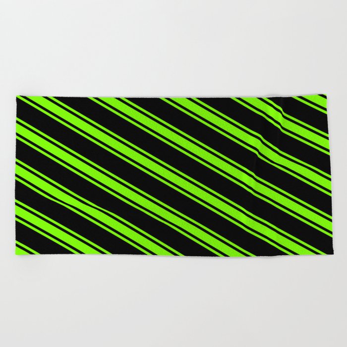 Black & Green Colored Pattern of Stripes Beach Towel