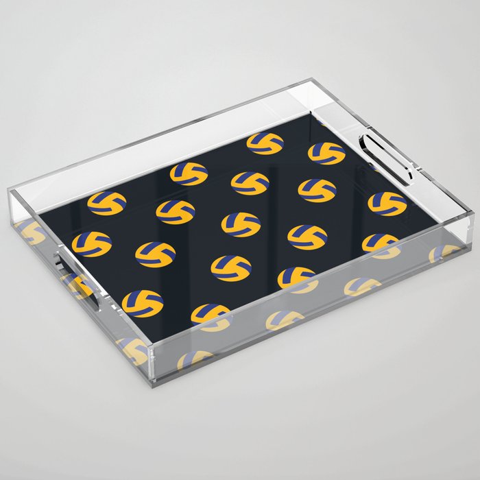 Dark Blue Volleyball Print Sports Lover Pattern Acrylic Tray