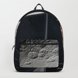 Moon Ride Backpack | Pop Art, Collage, Photomontage, Train, Ride, Digital, Pattern, Mosaic, Decoupage, Vintage 