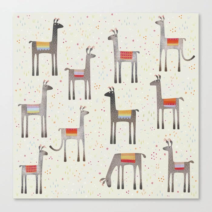 Llamas in the Meadow Canvas Print