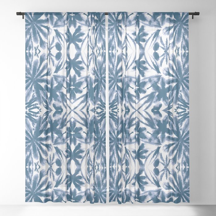 Ocean Shibori Sheer Curtain