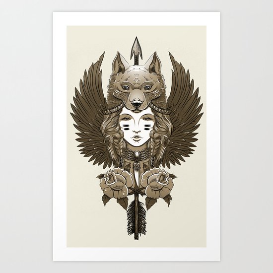Native girl (light version) Art Print