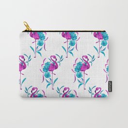 Floral Flamingos | Fuchsia and Teal color palette Carry-All Pouch