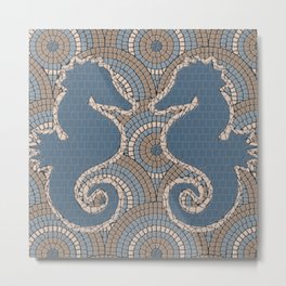 Seahorse Mosaic Metal Print