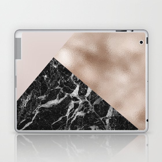 Layered rose gold and black campari marble Laptop & iPad Skin