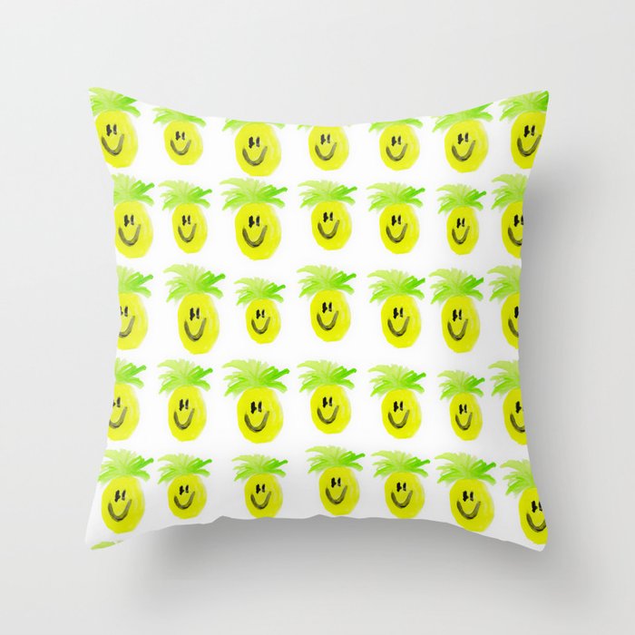 Happy Pineapple Attack Throw Pillow