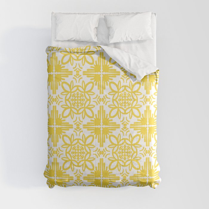 Cheerful Retro Modern Kitchen Tile Yellow Comforter