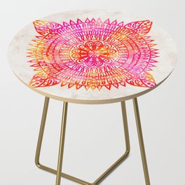 Bohochic Watercolor Mandala red yellow pink Side Table