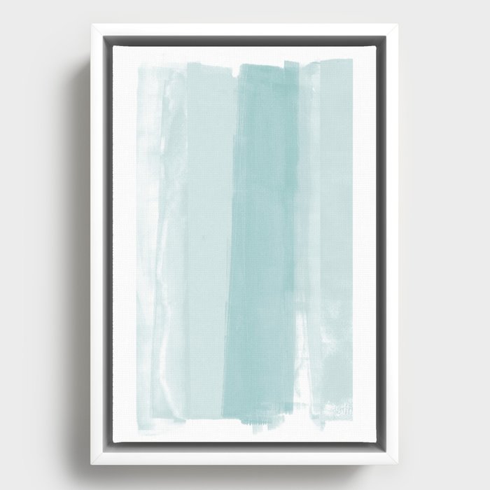 Pale Turquoise Abstract Coastal Colors Painting Framed Canvas