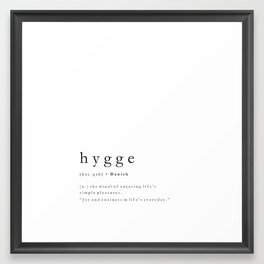 Hygge Minimalist Typography Definition Framed Art Print