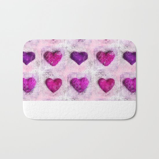 Pink Passion colorful heart pattern Bath Mat