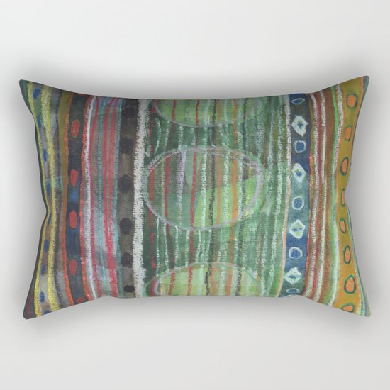 Dark Folcloristic Pattern With Vertical Stripes And Ovals Rectangular Pillow