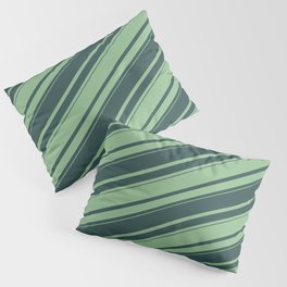 [ Thumbnail: Dark Sea Green and Dark Slate Gray Colored Lines Pattern Pillow Sham ]