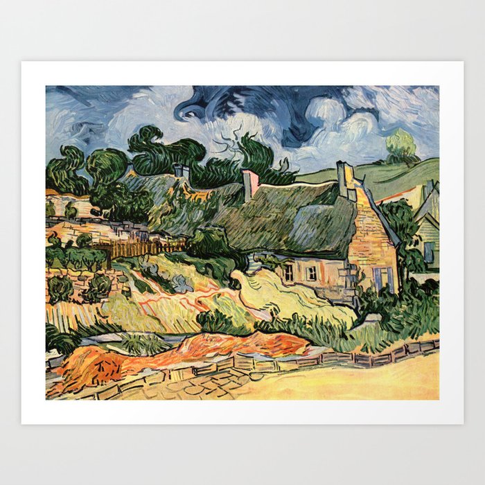 Vincent Van Gogh Thatched Cottages at Cordeville 1890 Art Print