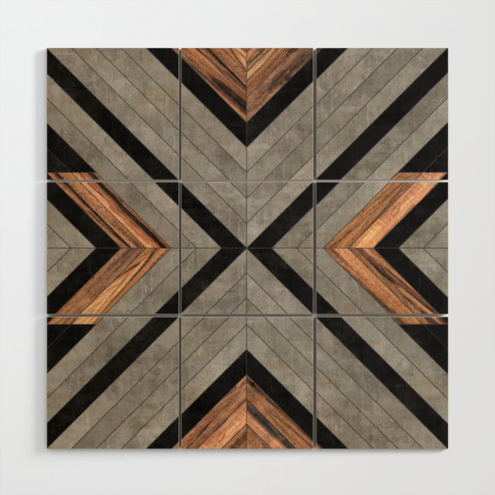 Urban Tribal Pattern No.2 - Concrete and Wood Wood Wall Art