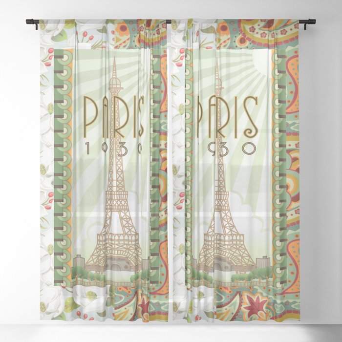 Paris 1930 Sheer Curtain