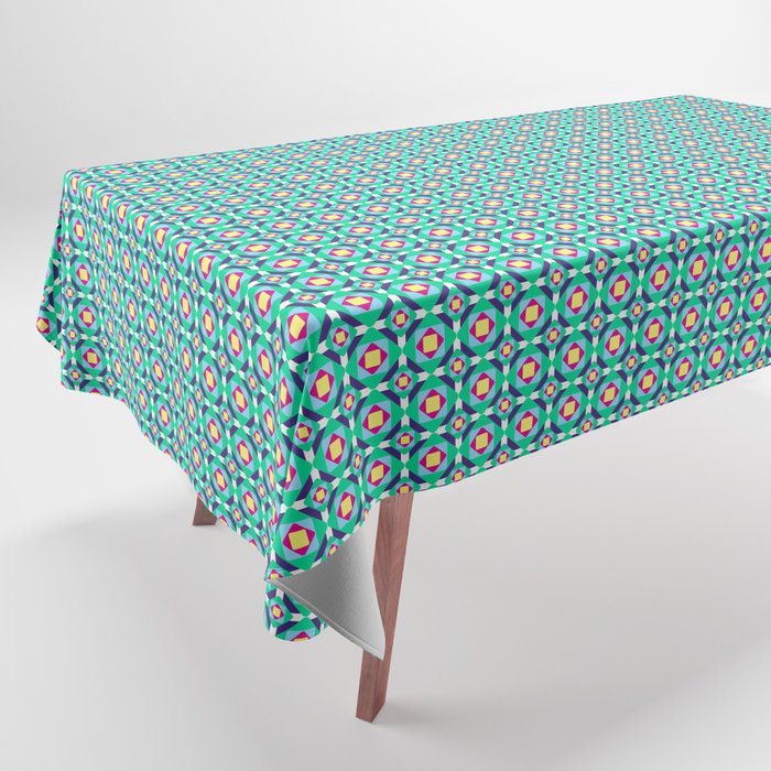 90s Geometric Pattern Tablecloth