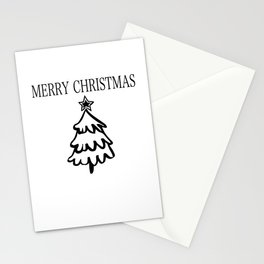 Merry Christmas Tree black and white Stationery Card